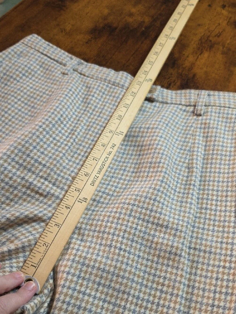 PENDLETON | 100% Virgin Wool Houndstooth High Rise Trousers USA | 12 Petite